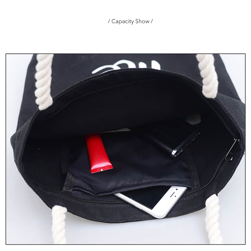 Hemp rope black canvas bag  | YonPop