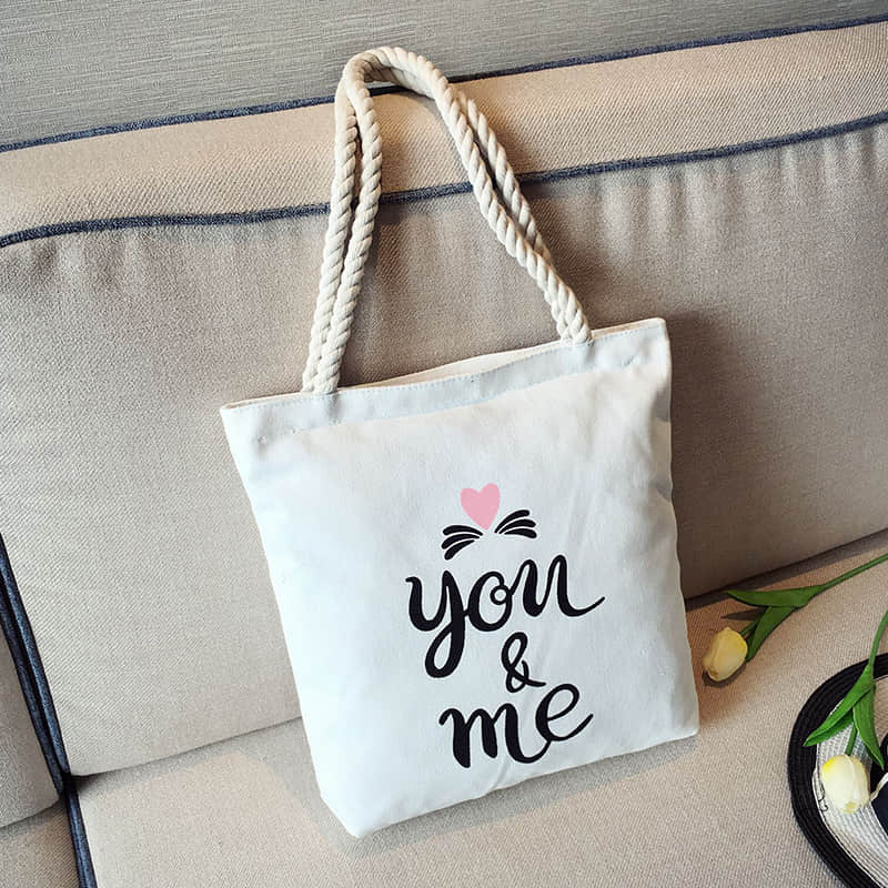 Hemp rope white canvas bag You &amp; Me | YonPop