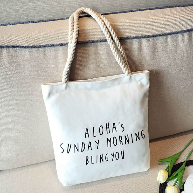 Hemp rope white canvas bag Aloha's | YonPop