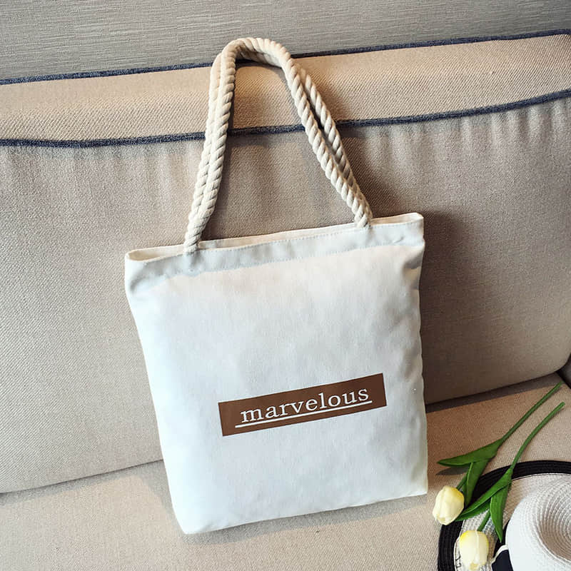 Hemp rope white canvas bag Marvelous | YonPop