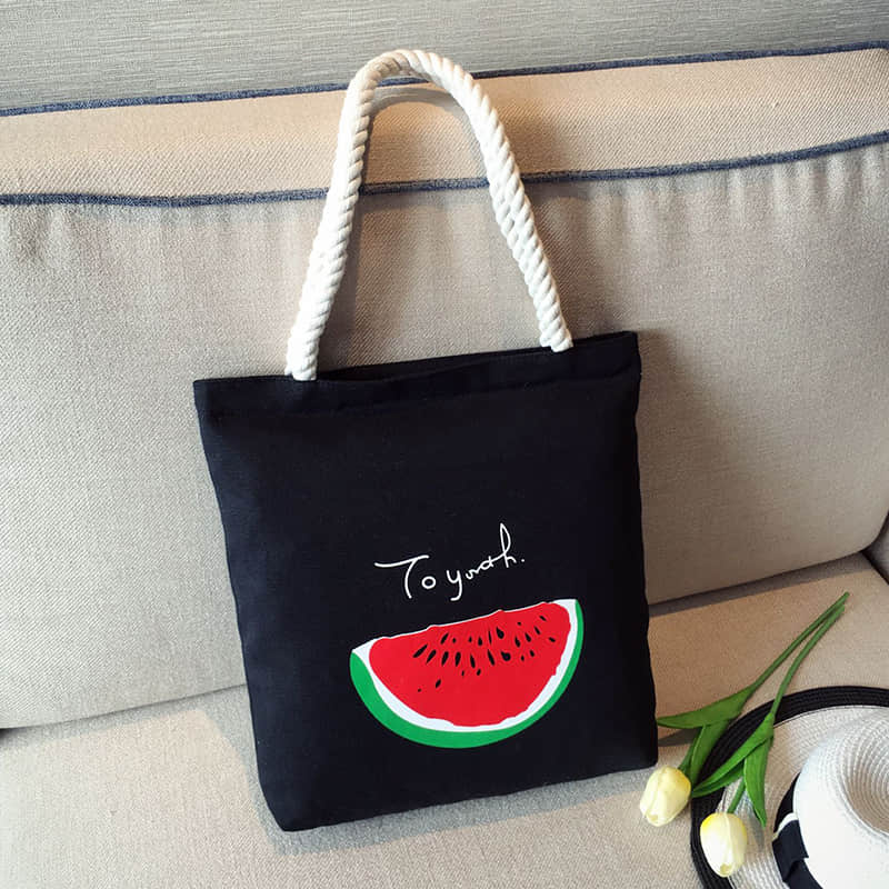Hemp rope black canvas bag Watermelon | YonPop