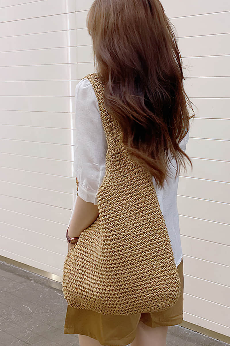 Summer straw woven shoulder bag  | YonPop