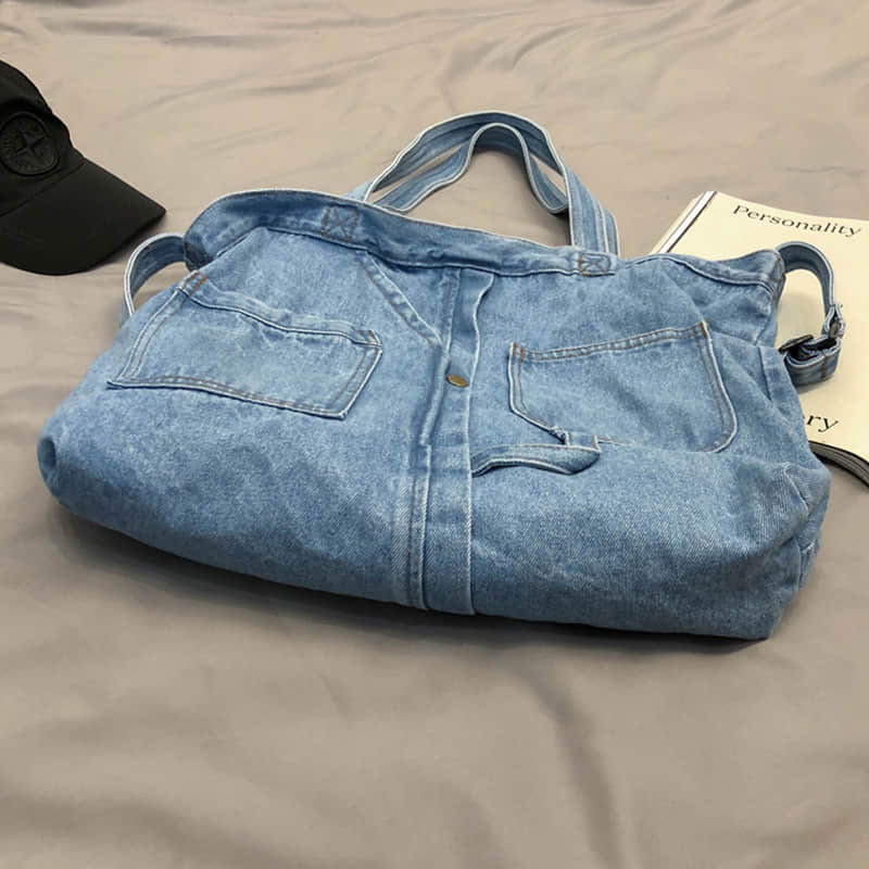 Stitching washed denim bag  | YonPop