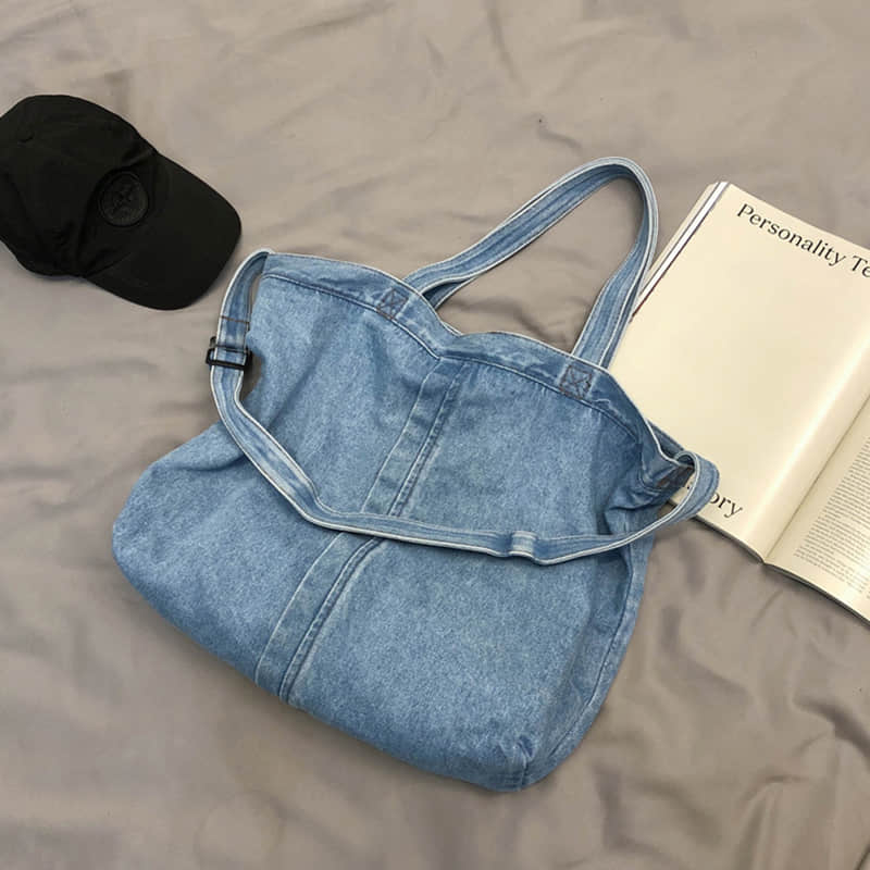 Stitching washed denim bag  | YonPop