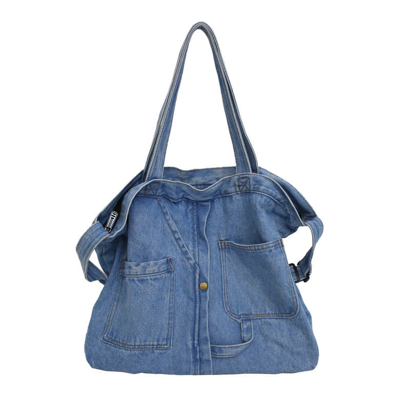 Stitching washed denim bag  | YonPop