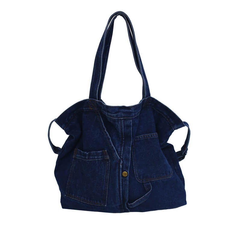 Stitching washed denim bag DarkBlue | YonPop