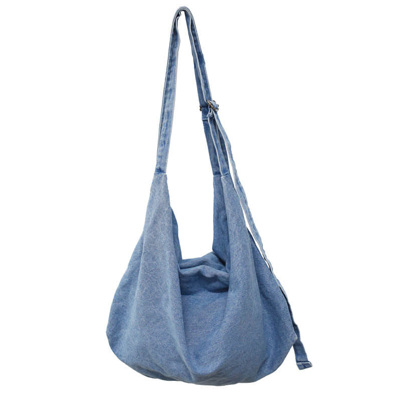 Denim crossbody bag Shoulder canvas bag LightBlue | YonPop