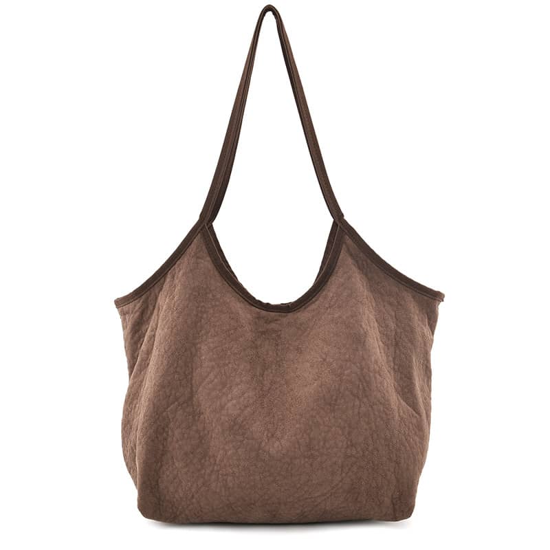 Simple casual Micro suede shoulder bag Brown | YonPop