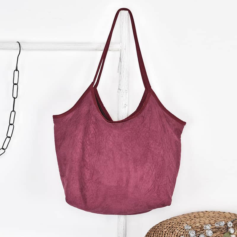 Simple casual Micro suede shoulder bag Red | YonPop