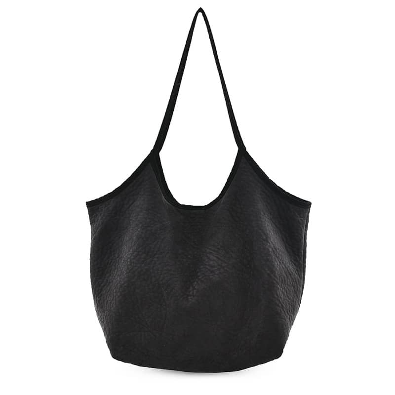 Simple casual Micro suede shoulder bag Black | YonPop