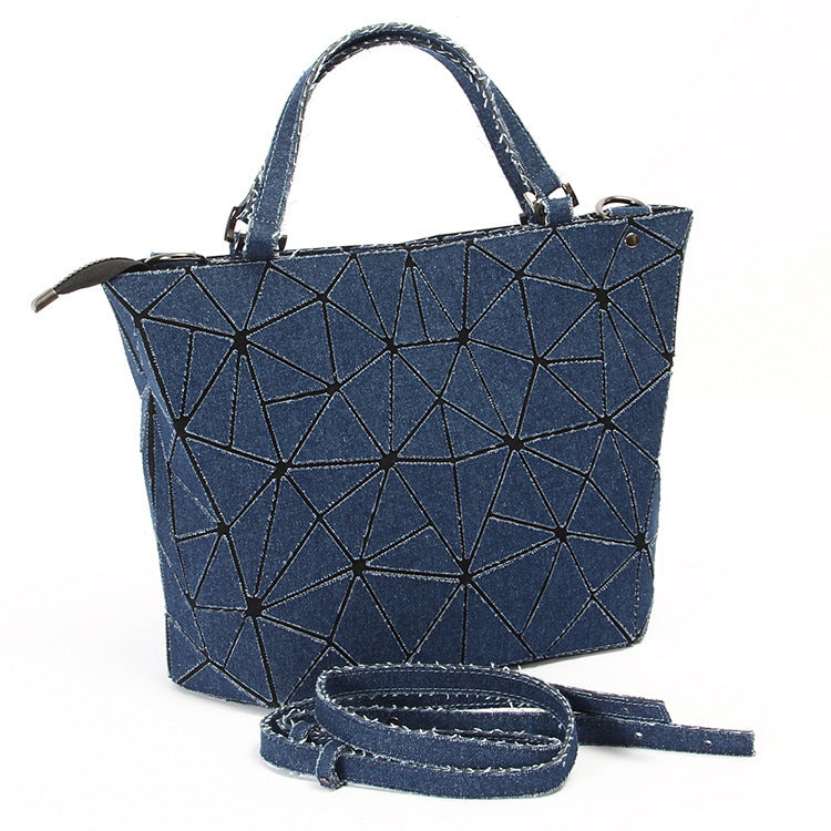 Diamond embossed denim bag DarkBlue | YonPop