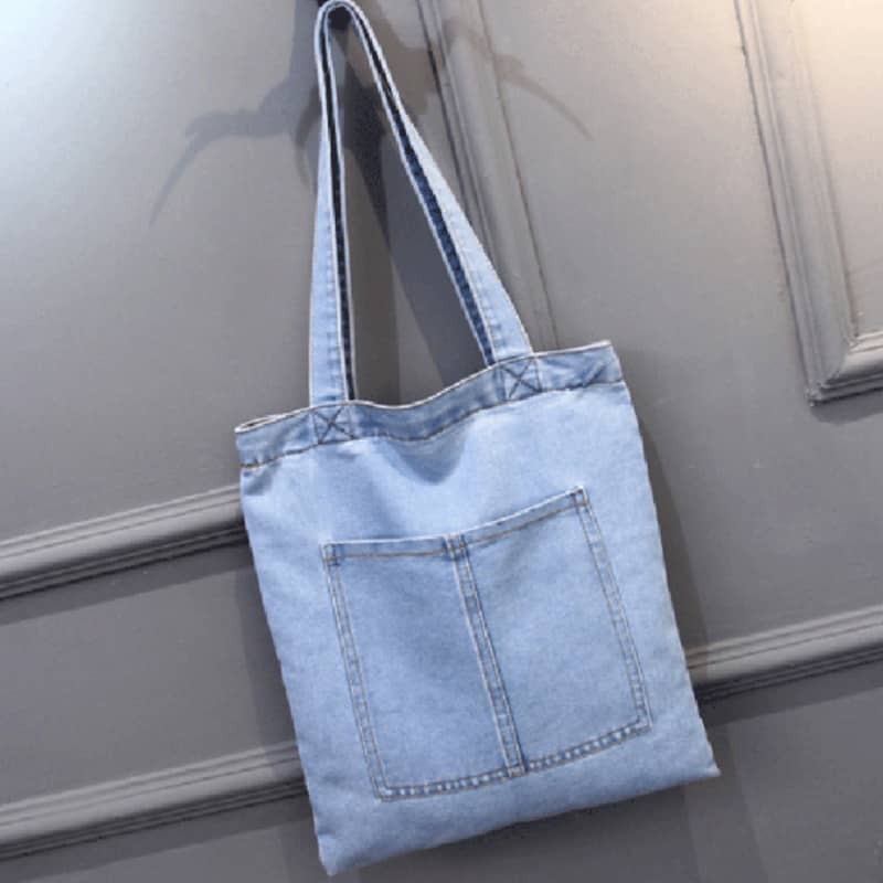 Casual street canvas denim shoulder bag A / LightBlue | YonPop