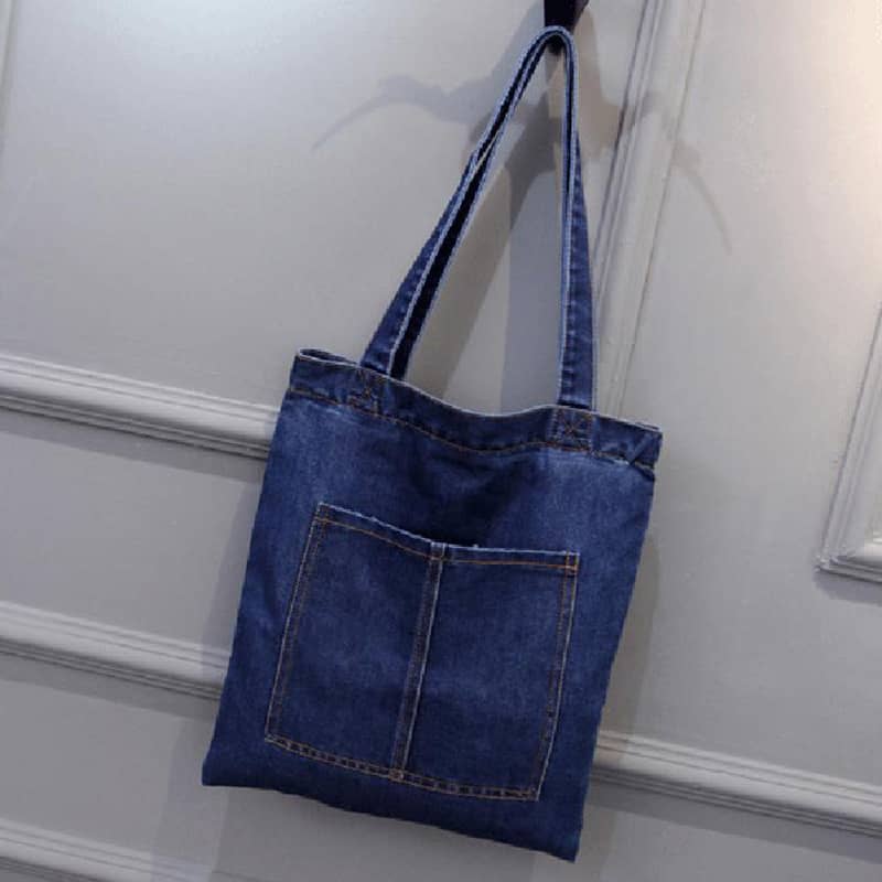 Casual street canvas denim shoulder bag A / DarkBlue | YonPop