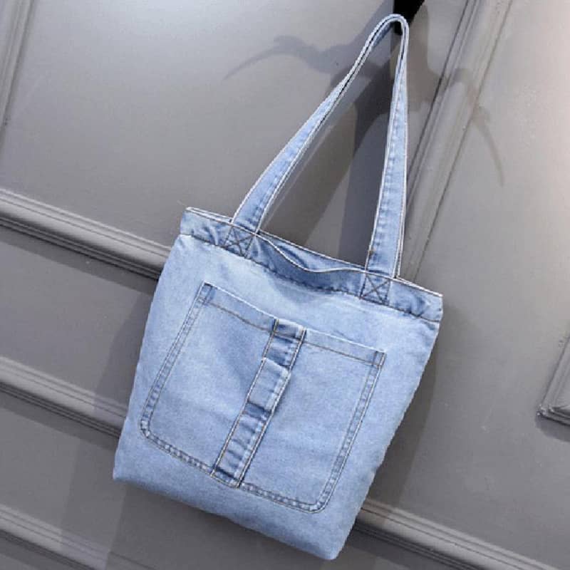 Casual street canvas denim shoulder bag B / LightBlue | YonPop