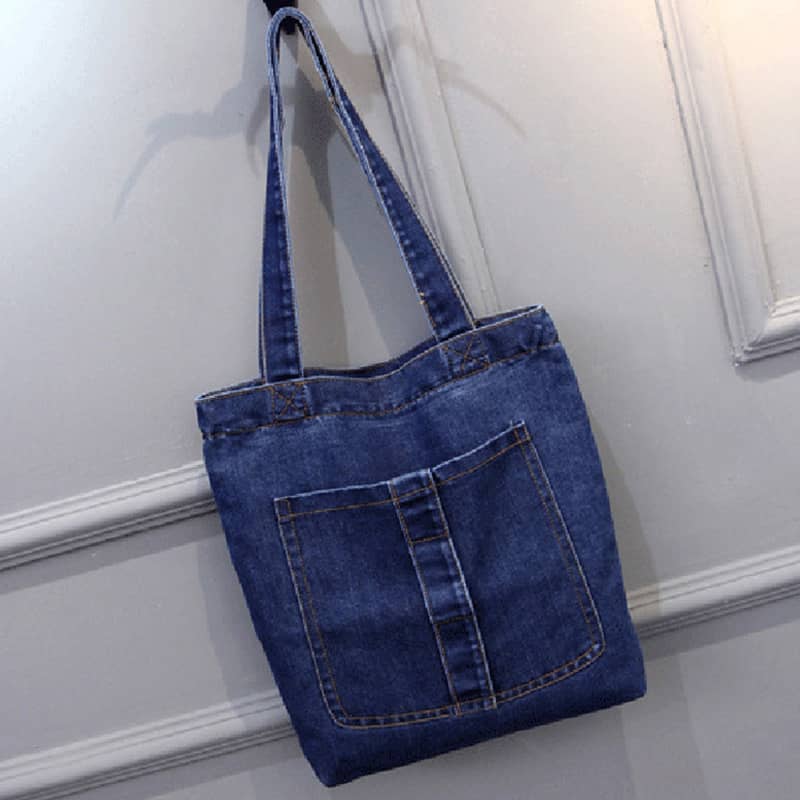 Casual street canvas denim shoulder bag B / DarkBlue | YonPop