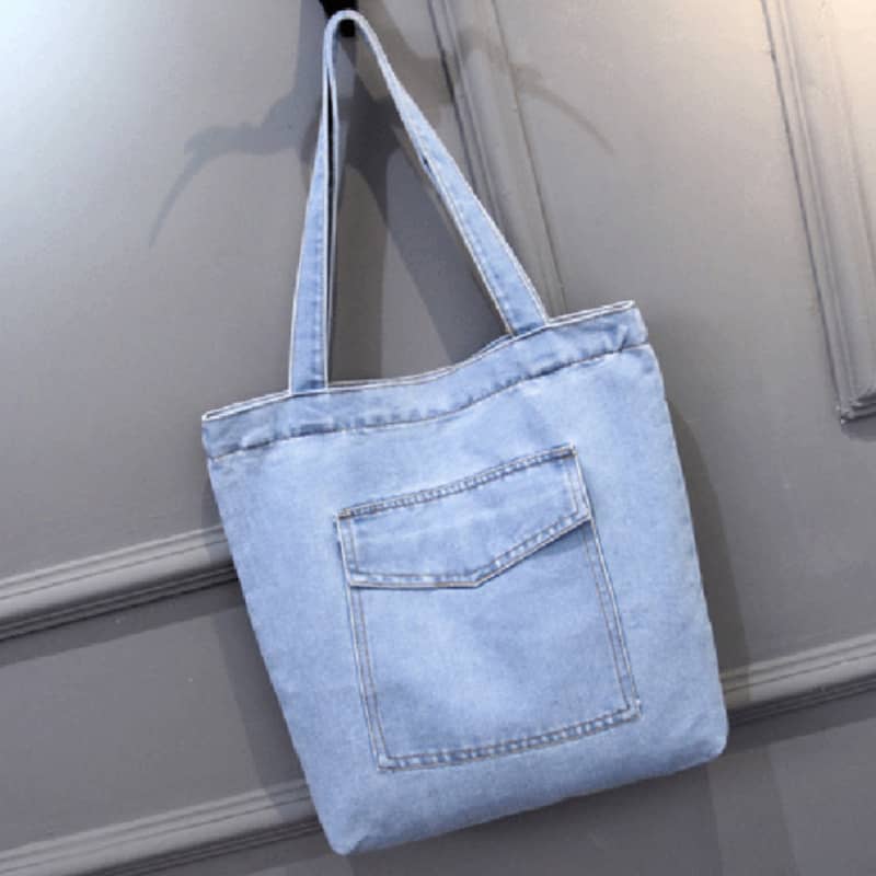 Casual street canvas denim shoulder bag C / LightBlue | YonPop