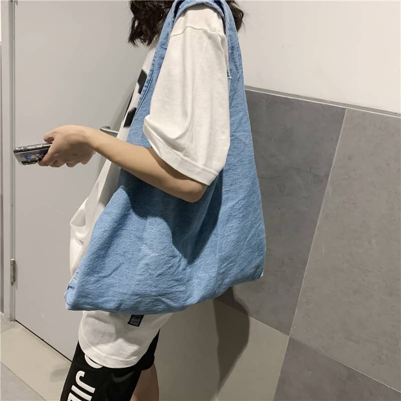 Casual large-capacity one-shoulder denim bag  | YonPop