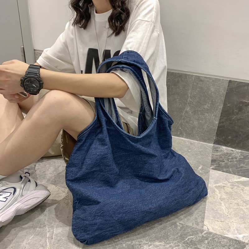 Casual large-capacity one-shoulder denim bag  | YonPop