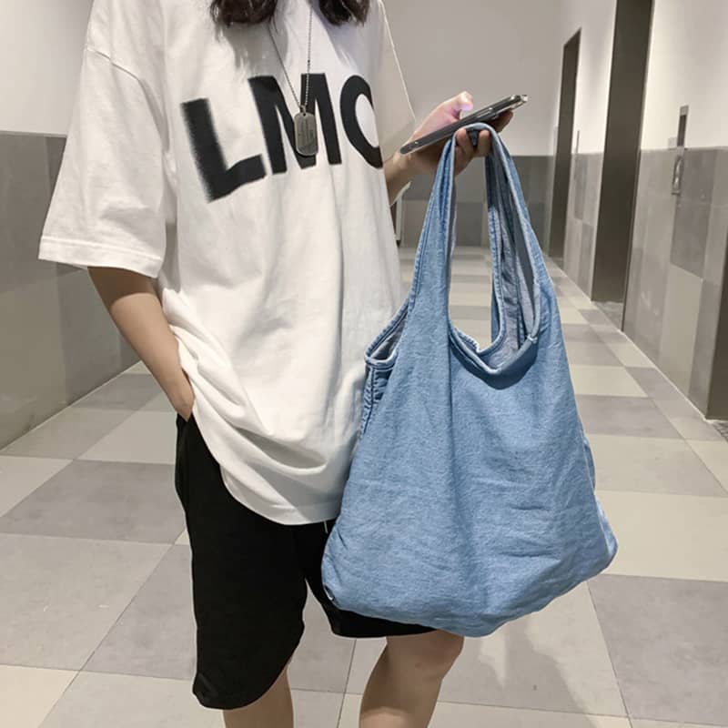 Casual large-capacity one-shoulder denim bag  | YonPop