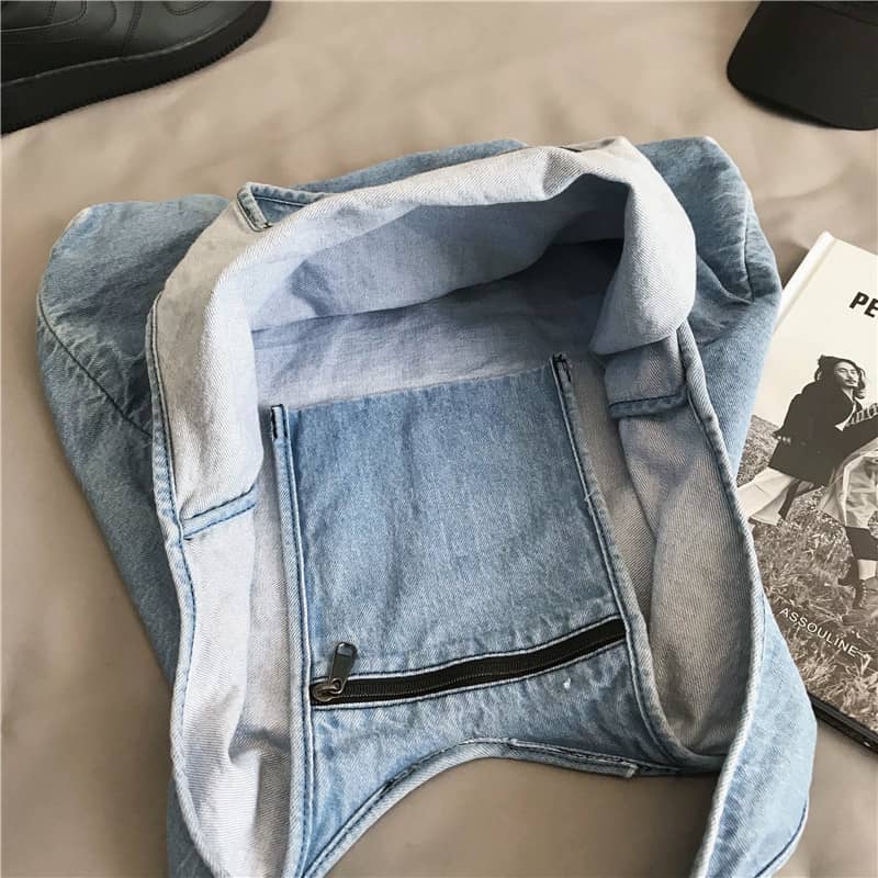 Casual large-capacity one-shoulder denim bag  | YonPop