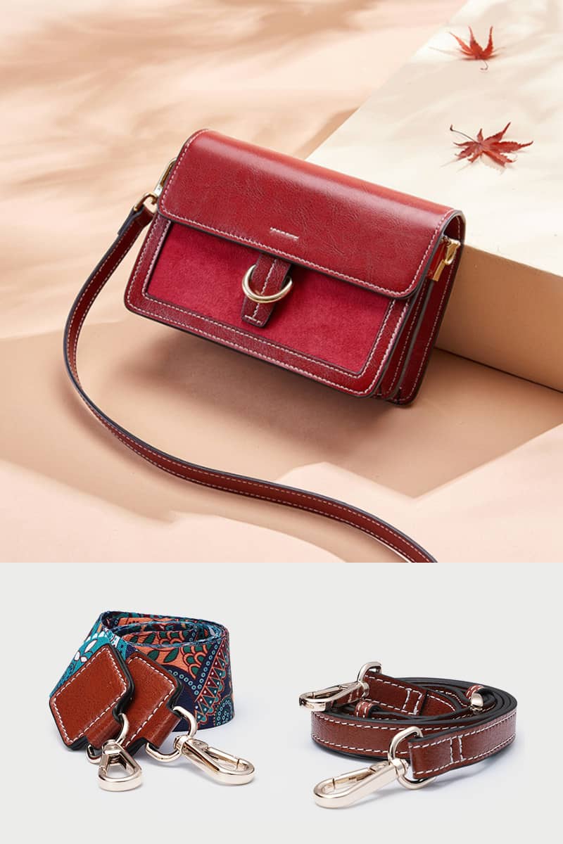 Fashion PU  leather shoulder crossbody wide band small square bag