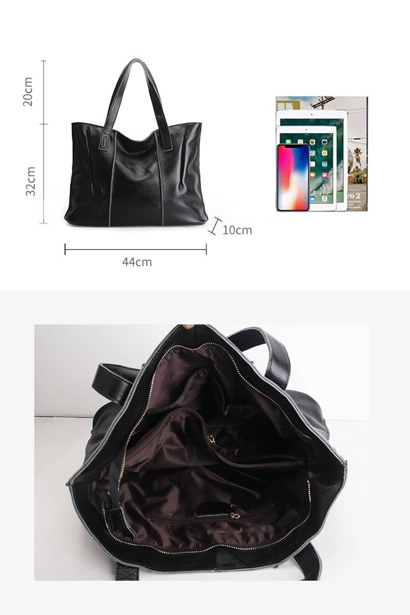 Large-capacity single-handle shoulder leather bag tote bag