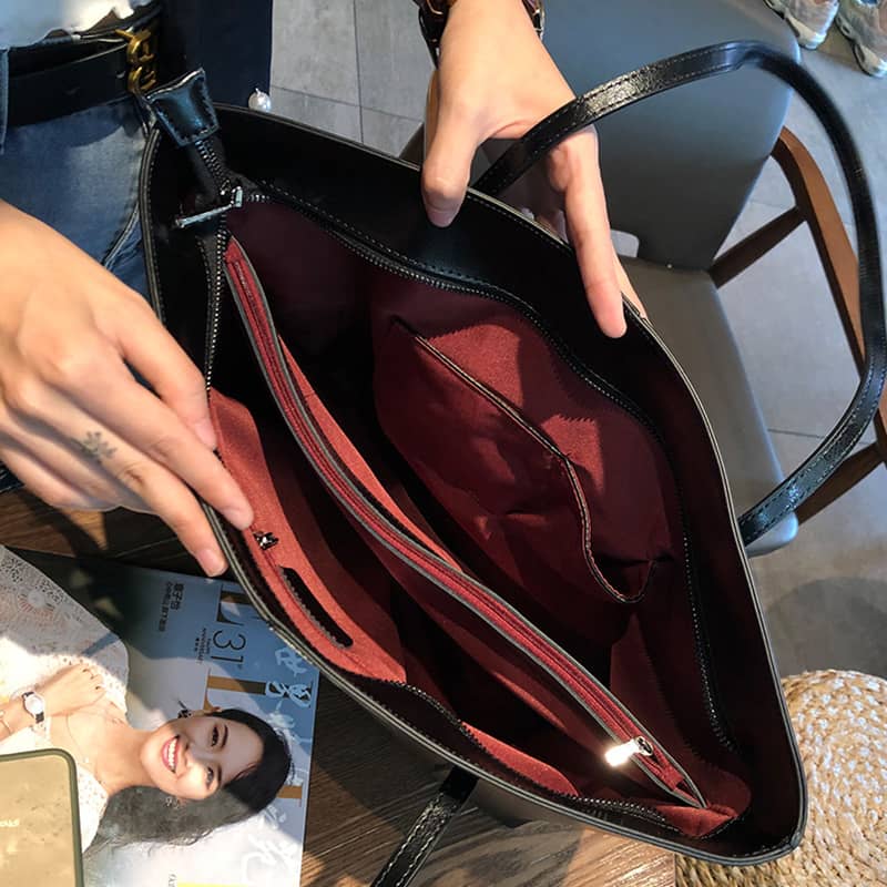 Large capacity portable women's bag fashion retro leather shoulder bag