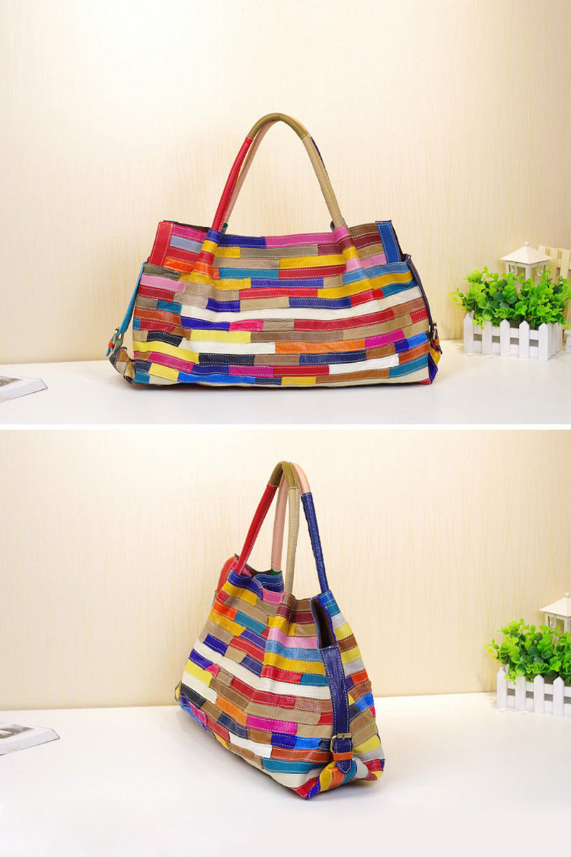 All-match stripe stitching bag shoulder bag