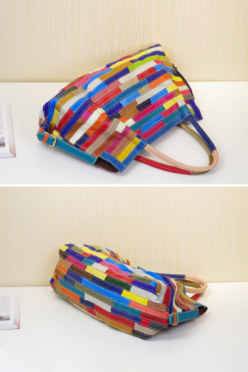 All-match stripe stitching bag shoulder bag