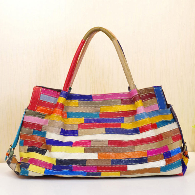 All-match stripe stitching bag shoulder bag