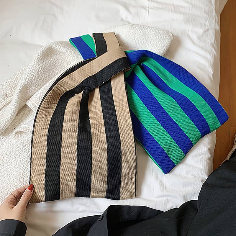 Stripe knit handbag