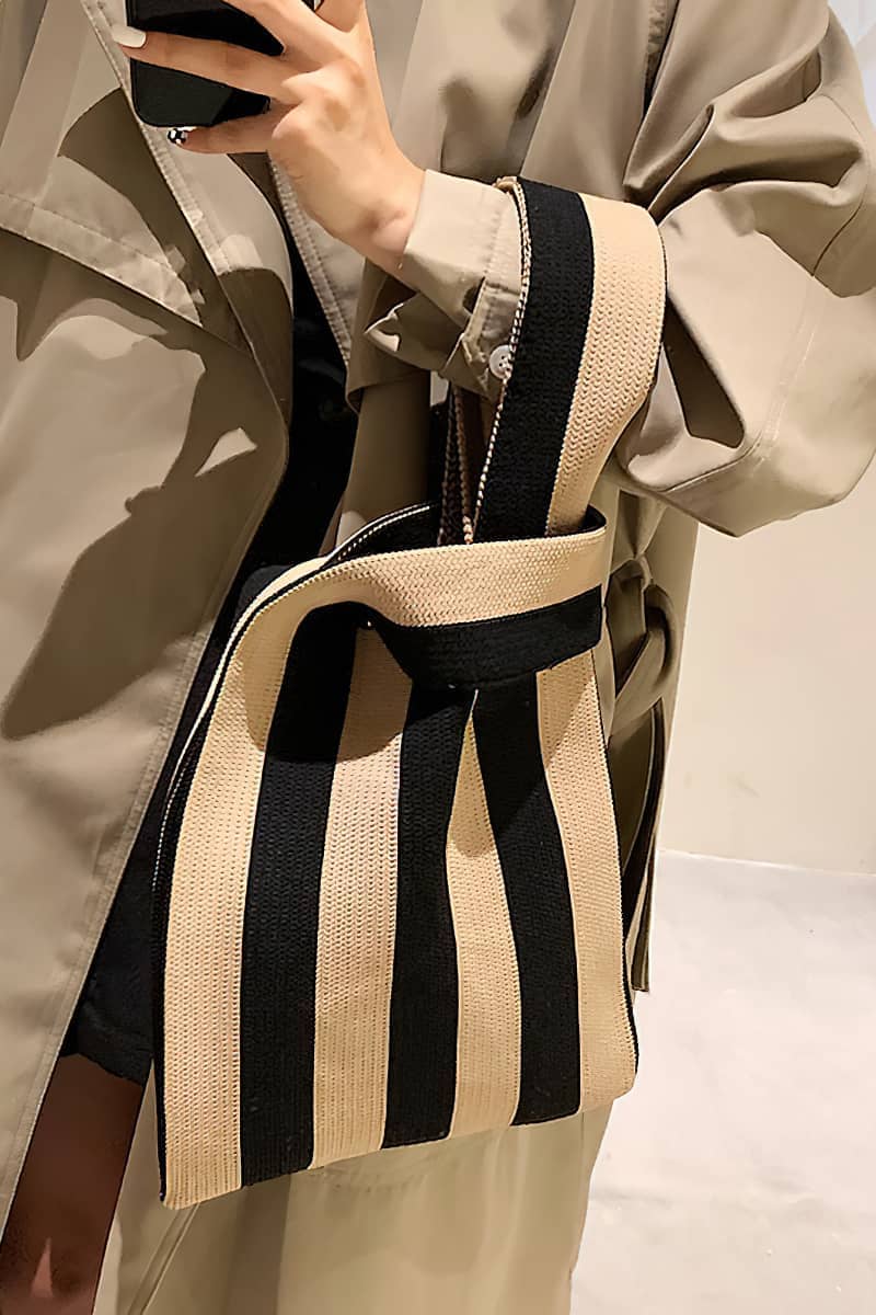 Stripe knit handbag