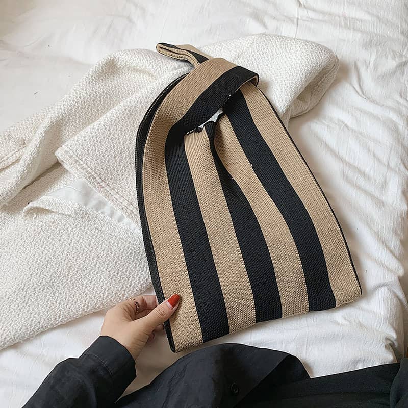 Stripe knit handbag