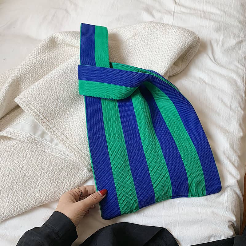 Stripe knit handbag