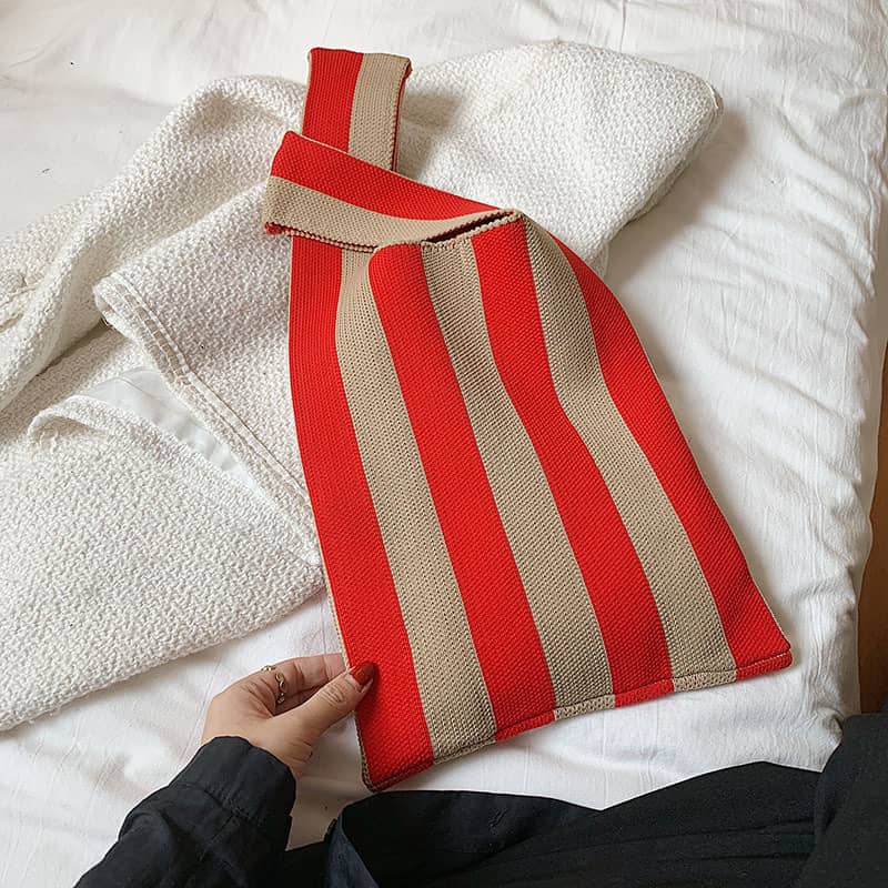 Stripe knit handbag