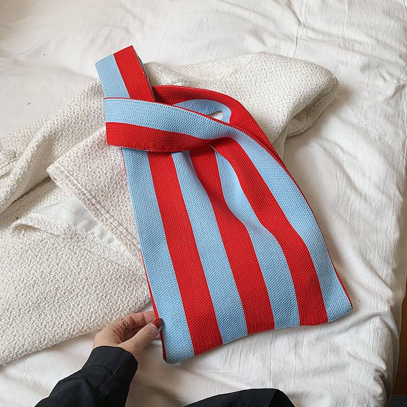 Stripe knit handbag