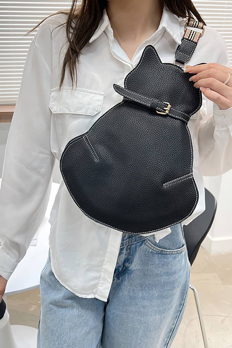 Cute cat bag shoulder PU bag