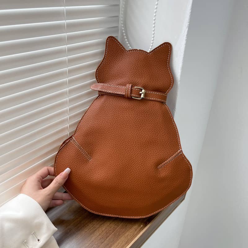 Cute cat bag shoulder PU bag