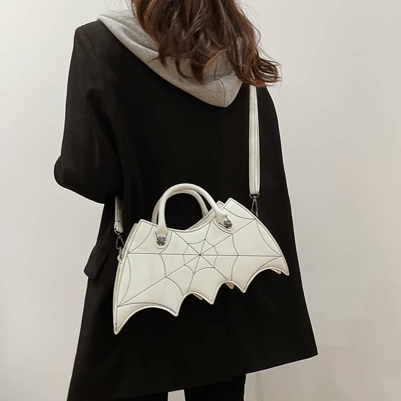 Embroidered bat PU handbag