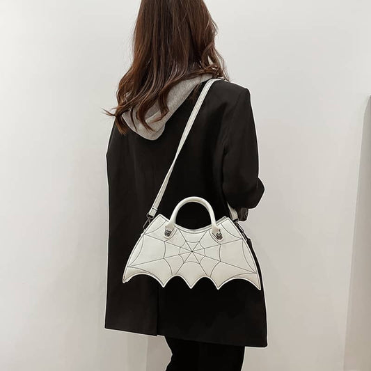 Embroidered bat PU handbag