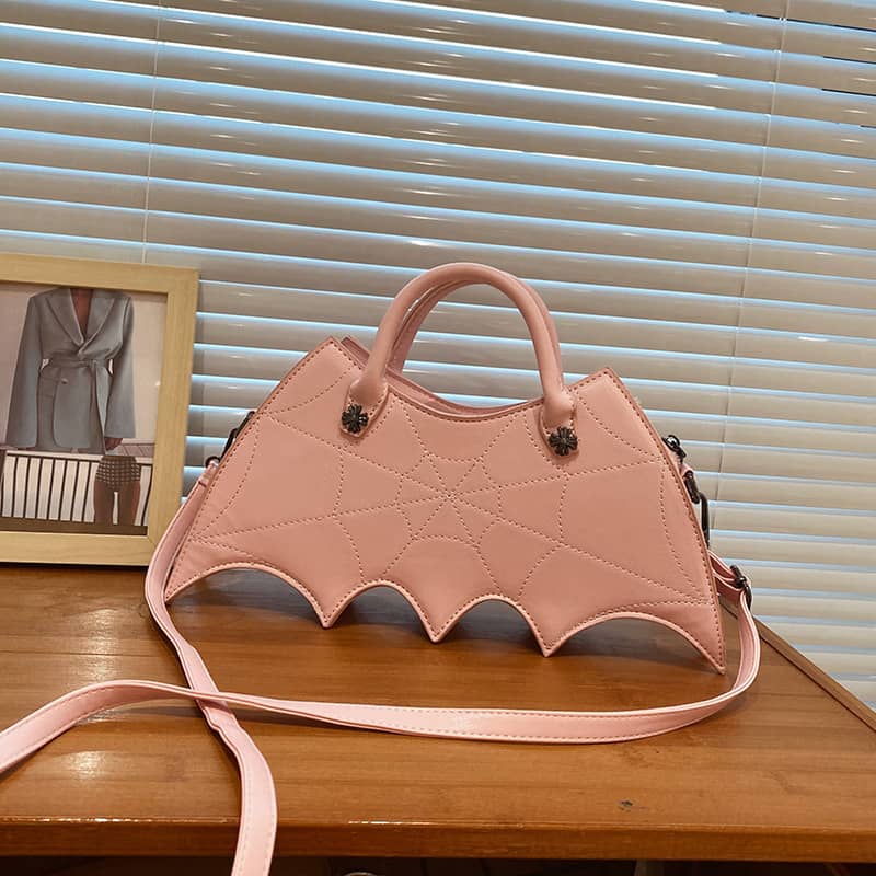 Embroidered bat PU handbag