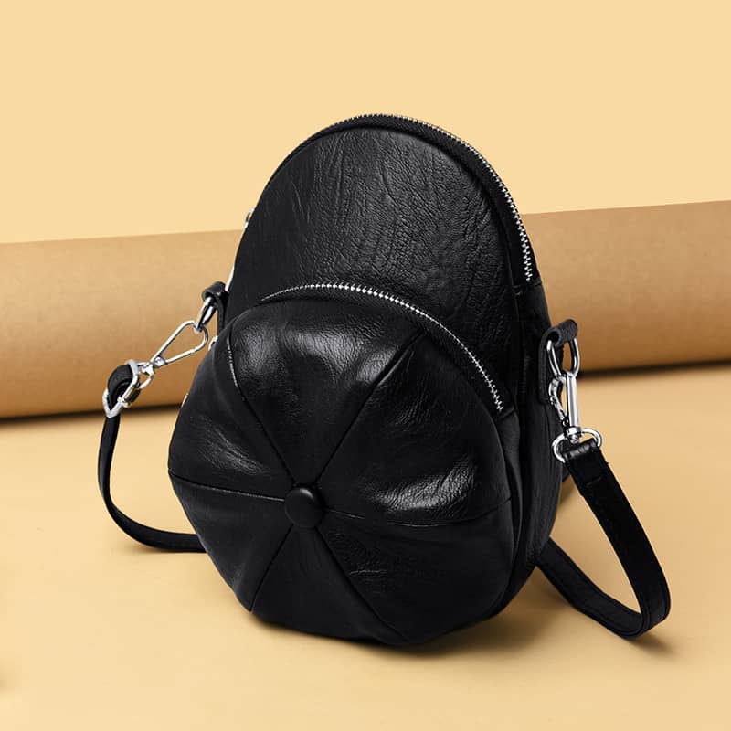 Sac à bandoulière simple en forme de chapeau en PU, petit sac