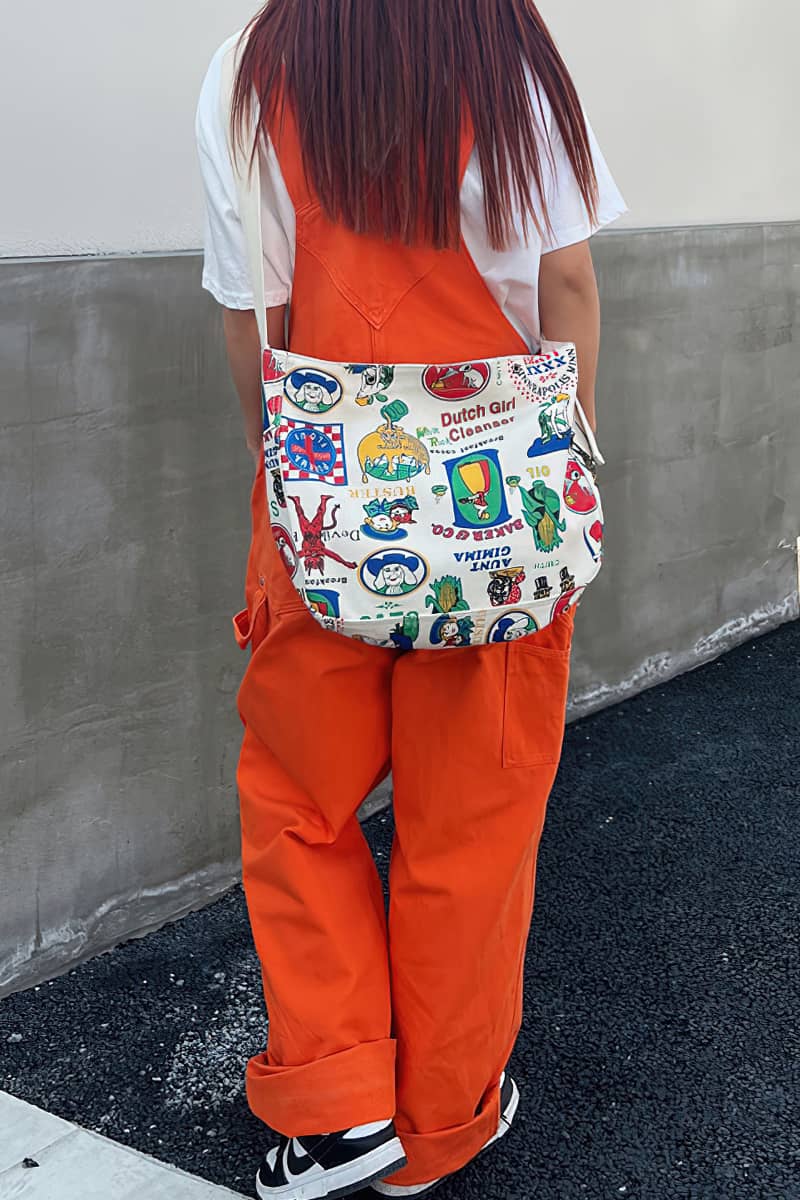 Printed canvas crossbody bag