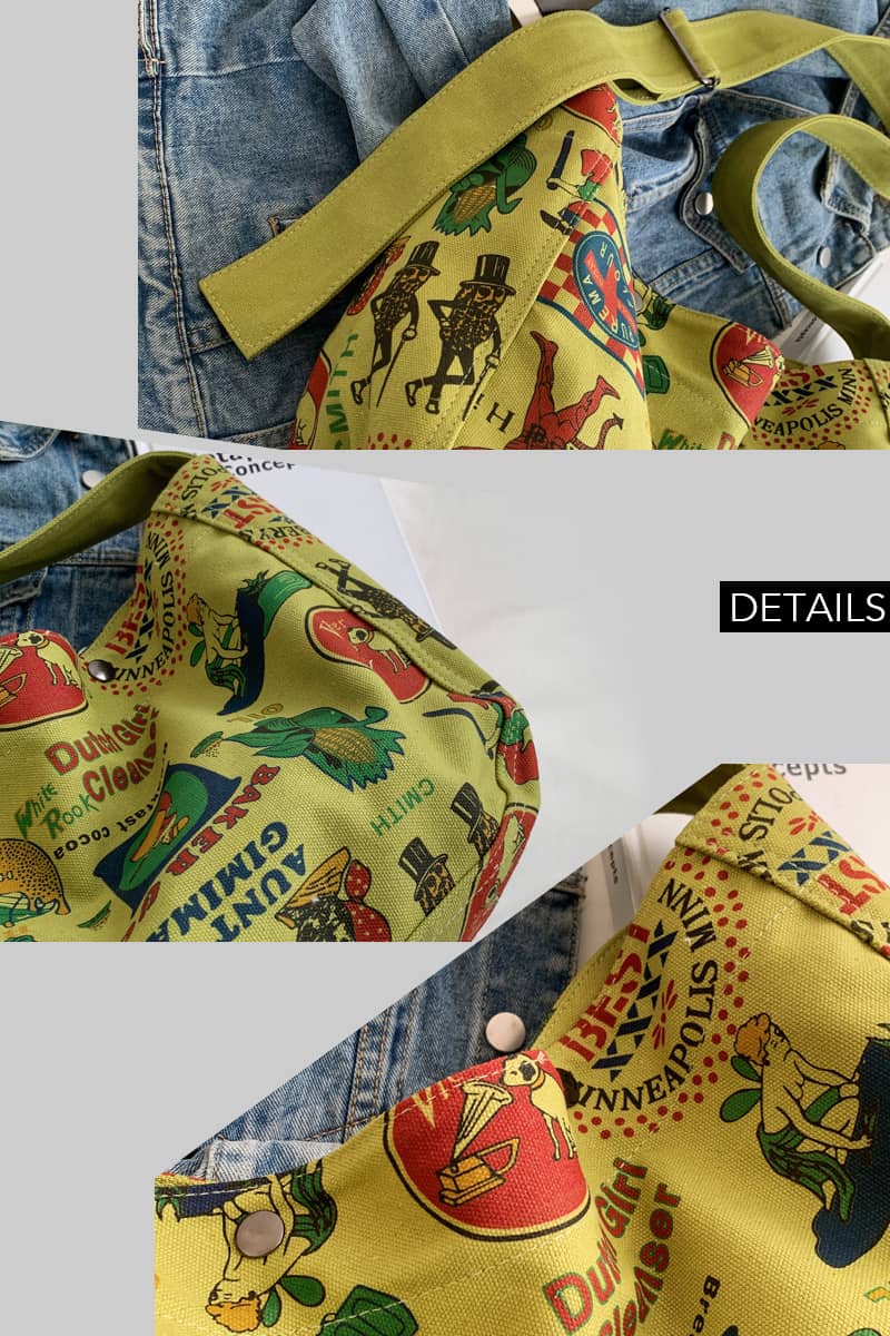 Printed canvas crossbody bag