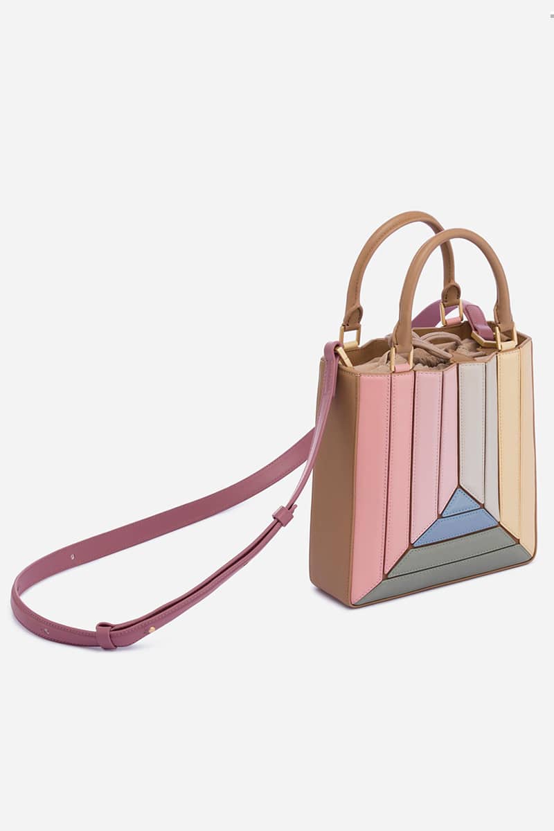 Striped stitching handbag PU shoulder bag