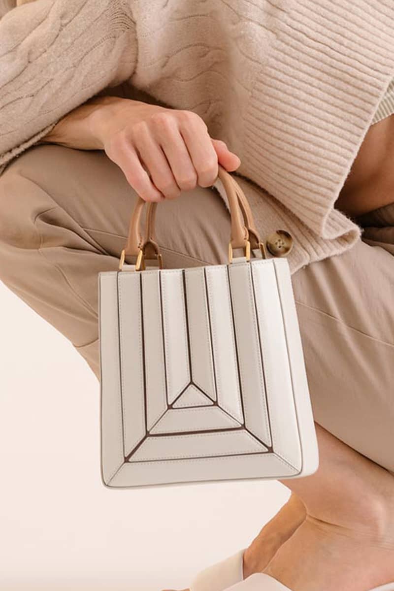 Striped stitching handbag PU shoulder bag
