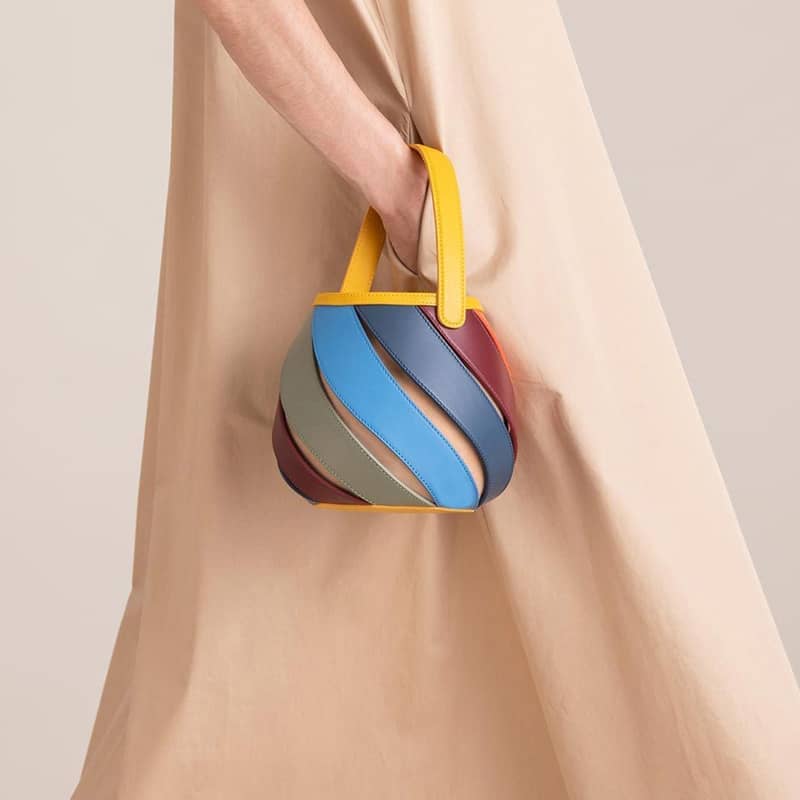 Splicing bucket bag contrasting color PU handbag