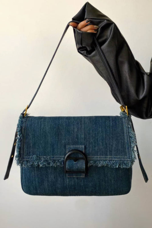 Vintage tassel all-match denim bag