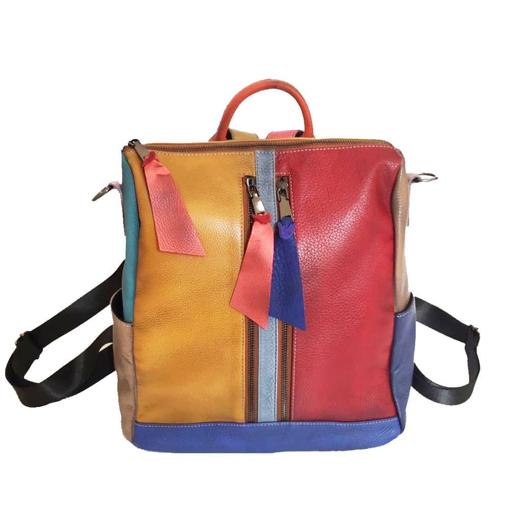 Hand-colored Backpack Contrasting Color Stitching PU Backpack for Women