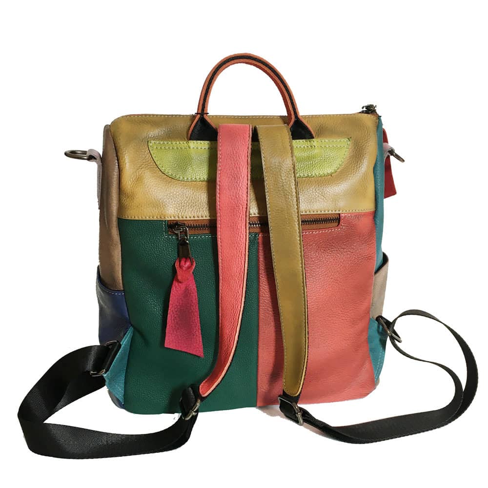 Hand-colored Backpack Contrasting Color Stitching PU Backpack for Women